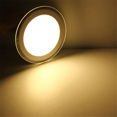 Glass 6W 12W 18W LED Panel Downlight Round Recessed